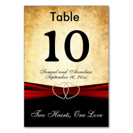 Eleganter Grunge Stil mit Red Satin Ribbon Tischnummer