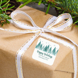 Eleganter Grünwald Custom Company Happy Holidays Quadratischer Aufkleber