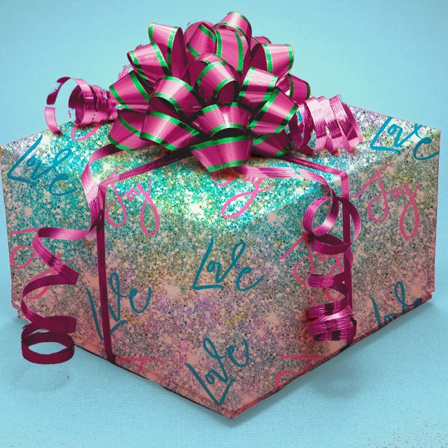 Eleganter, gürmisch-türkisfarbener Glitzer Regenbo Geschenkpapier (Von Creator hochgeladen)