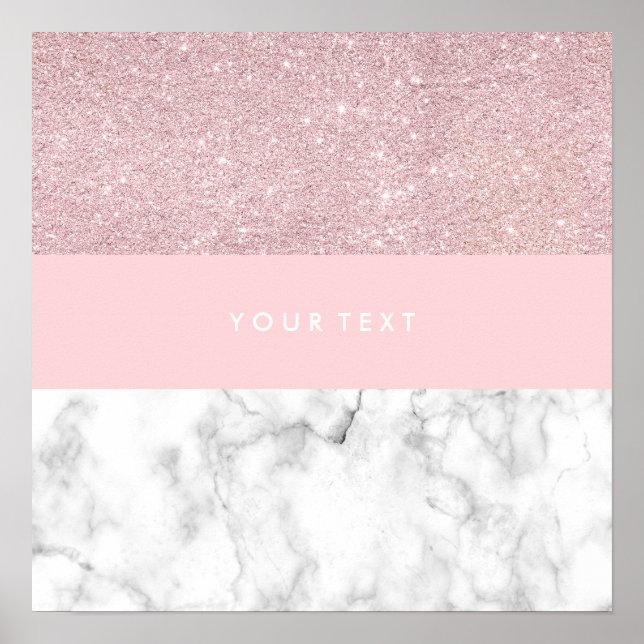 Eleganter, gürteliger Glitzer aus Rose und weißem  Poster (Vorne)