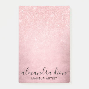 Eleganter, gürtelrosa Rosa-Glitzer-Makeup-Künstl Post-it Klebezettel