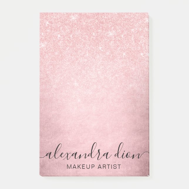 Eleganter, gürtelrosa Rosa-Glitzer-Makeup-Künstler Post-it Klebezettel (Vorderseite)
