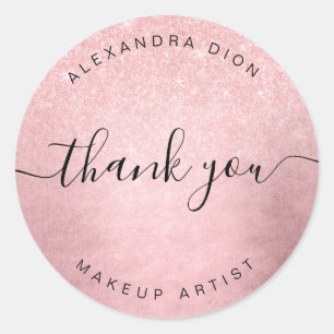 Eleganter, gürtelrosa Rosa-Glitzer-Makeup-Künstler Runder Aufkleber