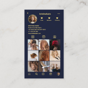 Eleganter Haarsalon QR Code Instagram Foto Grid Visitenkarte