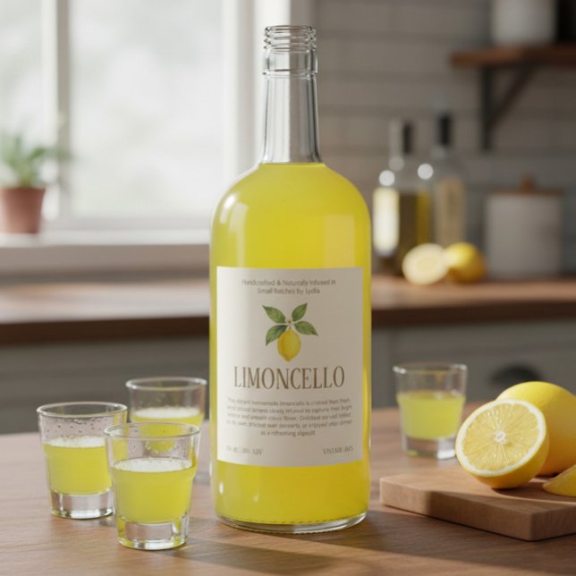 Eleganter handgefertigter Limoncello Weinetikett (Von Creator hochgeladen)