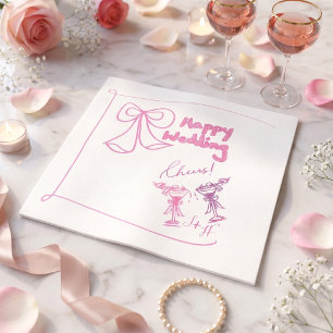 Eleganter handgezeichneter rosa minimalistischer C Serviette