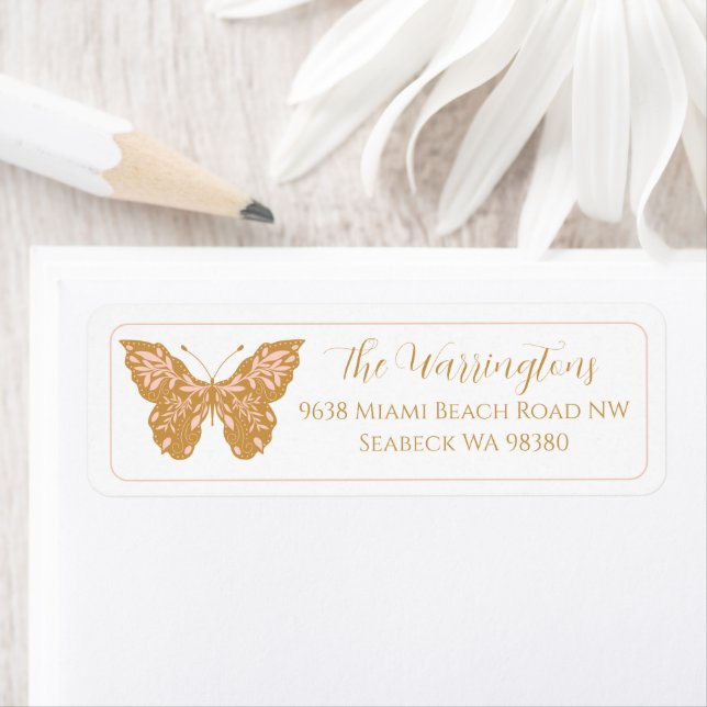 Eleganter handgezogener Botanischer Schmetterling (Insitu)