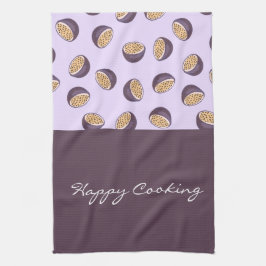 Eleganter handlicher Name Happy Cooking lila Geschirrtuch