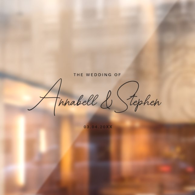 Eleganter, handschriftlicher Schriftart, Hochzeit Fensteraufkleber (Blatt 2)