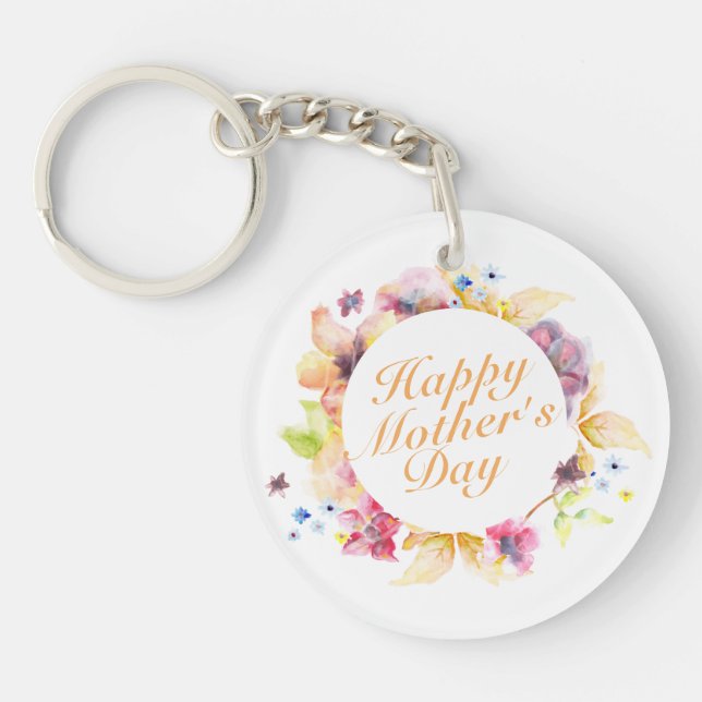 Eleganter Happy Mother Day Floral Frame Schlüssela Schlüsselanhänger (Vorderseite)
