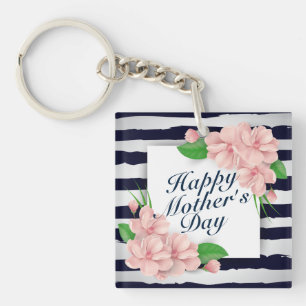 Eleganter Happy Mother Day Floral Frame Schlüssela Schlüsselanhänger