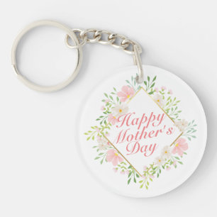 Eleganter Happy Mother Day Floral Frame Schlüssela Schlüsselanhänger