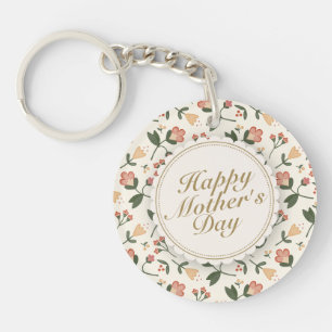 Eleganter Happy Mother Day Floral Frame Schlüssela Schlüsselanhänger