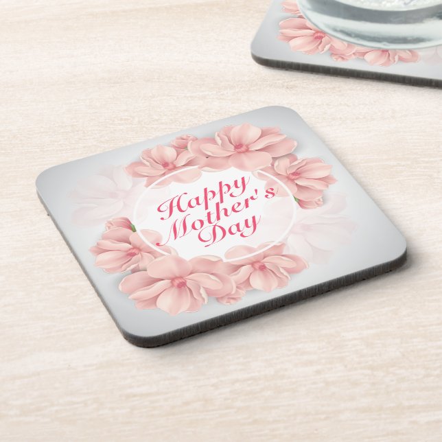 Eleganter Happy Mother Day Floral Frame Untersetze Getränkeuntersetzer (Linke Seite)
