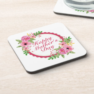 Eleganter Happy Mother Day Floral Frame Untersetze Untersetzer