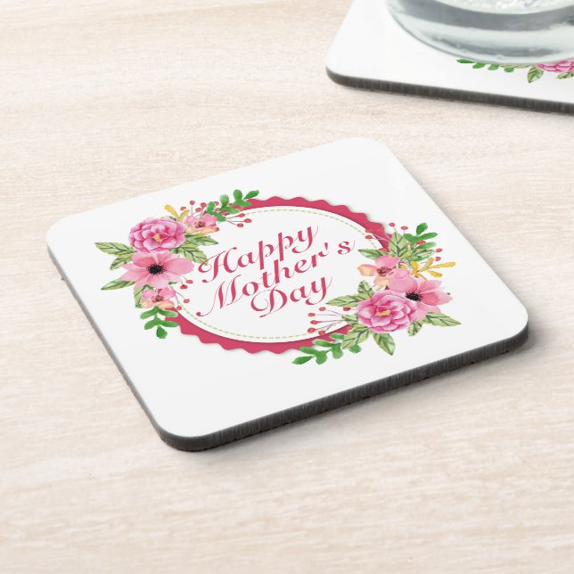 Eleganter Happy Mother Day Floral Frame Untersetze Untersetzer (Linke Seite)