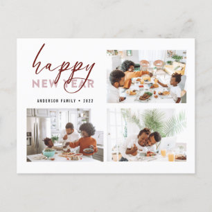 Eleganter Happy New Year Calligraphy Foto Holiday Postkarte