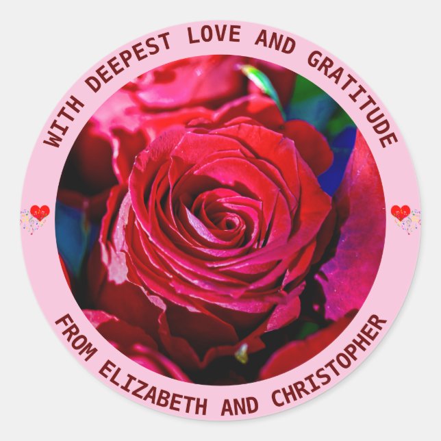 Eleganter Haufen Rote Rosen Klassischer Rundaufkle Runder Aufkleber (Vorderseite)