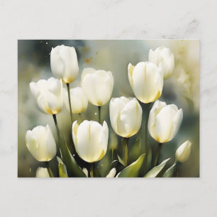 Eleganter Haufen von White Tulips in einem Serenen Postkarte