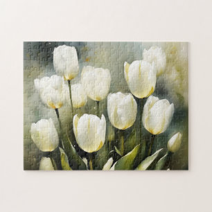 Eleganter Haufen von White Tulips in einem Serenen Puzzle