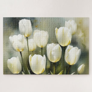 Eleganter Haufen von White Tulips in einem Serenen Puzzle