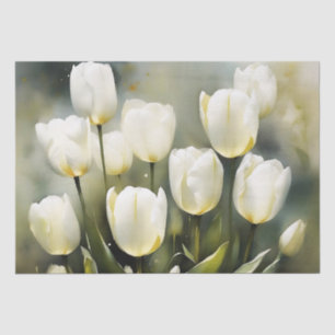Eleganter Haufen von White Tulips in einem Serenen Seidenpapier