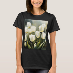 Eleganter Haufen von White Tulips in einem Serenen T-Shirt