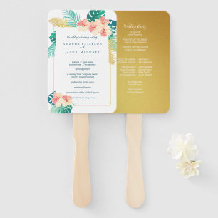 Eleganter Hawaiian Hibiskus Wedding Program Handfa Fächer