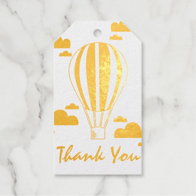 Eleganter Heißluftballon & Wolken Vielen Dank Geschenkanhänger (Vorderseite)