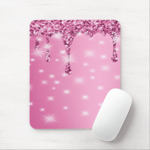 Eleganter heißrosa Glittertropfen Mousepad