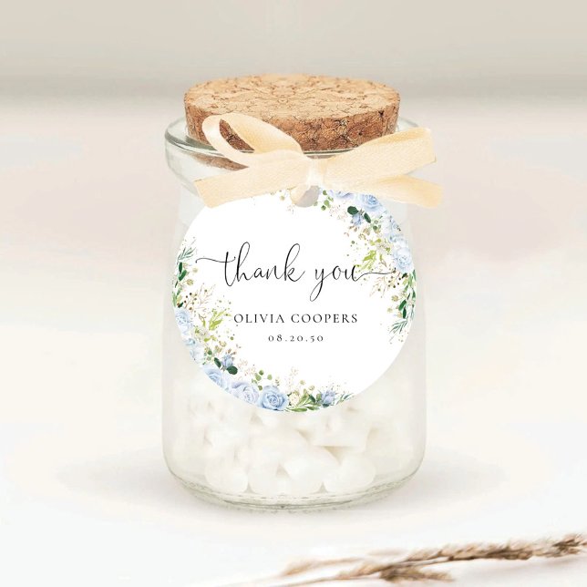 Eleganter hellblauer Baby Shower Aufkleber (Von Creator hochgeladen)