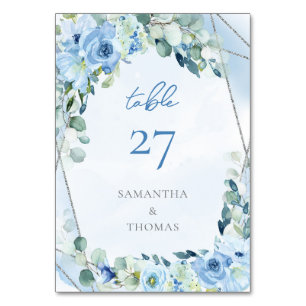 Eleganter hellblauer Blütenblütenblütenblütenblüte Tischnummer