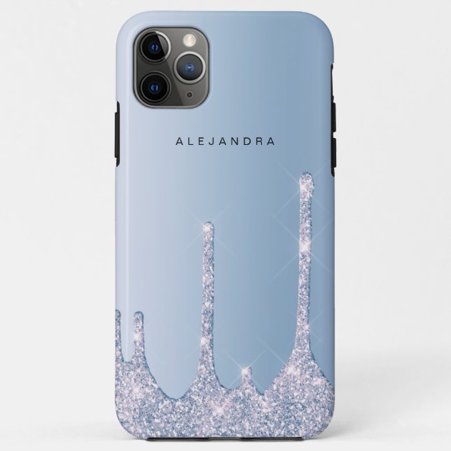 Eleganter, hellblauer Glitzer Tropfen Case-Mate iPhone Hülle (Rückseite)