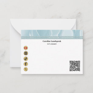 Eleganter, hellblauer Seide, Social Media & QR Cod Mitteilungskarte