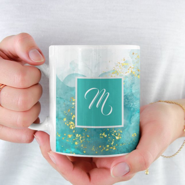 Eleganter hellblauer und goldener Individuelle Nam Kaffeetasse (Von Creator hochgeladen)