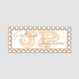 Eleganter hellbrauner Nahtloser Mesh: Modernes Mon Namensschild