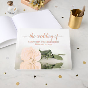 Eleganter heller Pfirsichhügel Rose Medium Wedding Gästebuch