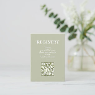 Eleganter Hellgrüner Hochzeitswunschliste QR-Code Begleitkarte