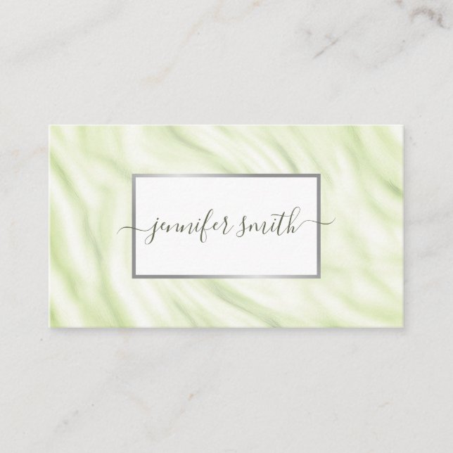 Eleganter hellgrüner Marmor mit Frame Chic Hübsch Visitenkarte (Vorderseite)