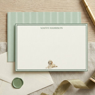 Eleganter Hellgrüner Streifen Golden Doodle Briefpapier