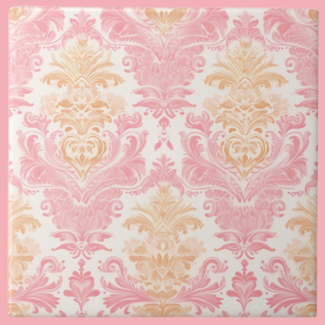 Eleganter hellrosa Damask Fliese (Von Creator hochgeladen)