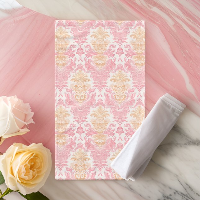 Eleganter hellrosa Damask Handtuch (Von Creator hochgeladen)
