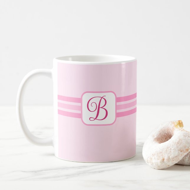 Eleganter, hellrosa Streifen Extravagant Kaffeetasse (Mit Donut)