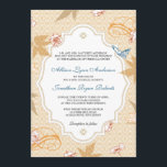 Eleganter Herbst Bohemische Herbsthochzeit Einladu Einladung<br><div class="desc">Elegant und atemberaubend,  bietet diese klassische Hochzeitseinladung einen schönen gemusterten Hintergrund geblüht mit Blätter und Schmetterlingen. Eine elegante Klammer umrahmt alle wichtigen Details der Hochzeit. Diese Hochzeitseinladung eignet sich hervorragend für eine Vintage oder schicke Herbsthochzeit. Passend speichern Sie die Datumskarten,  Antwortkarte,  Empfang-Karte,  Visitenkarte und Dankeschön-Karten auch unter www.celebrateitweddings.com</div>