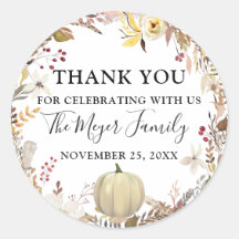 Eleganter Herbst Floral Pumpkin Fall Danke