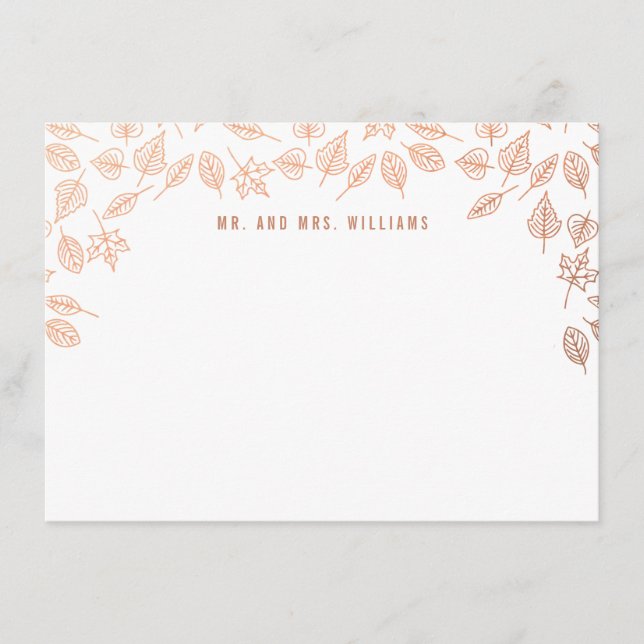 Eleganter Herbst lässt Kupfer maßgeschneiderte Sta Mitteilungskarte (Vorderseite)