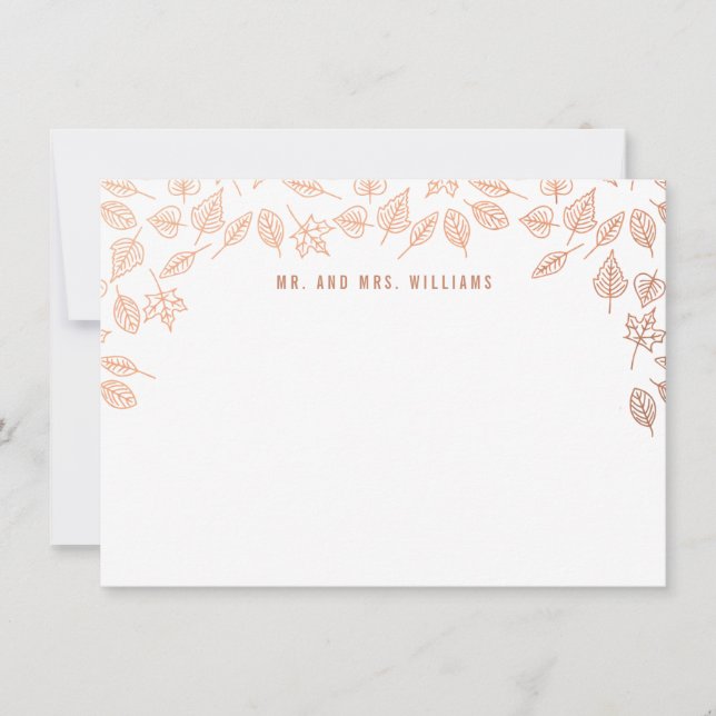 Eleganter Herbst lässt Kupfer maßgeschneiderte Sta Mitteilungskarte (Vorderseite)