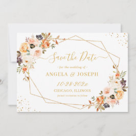 Eleganter Herbst Orange Gold Floral Trendy Geometr Save The Date