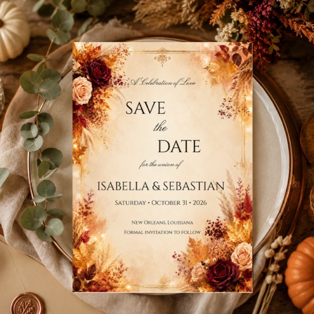 Eleganter Herbst| Rustikale Boho-Hochzeit im Herbs Save The Date (Von Creator hochgeladen)