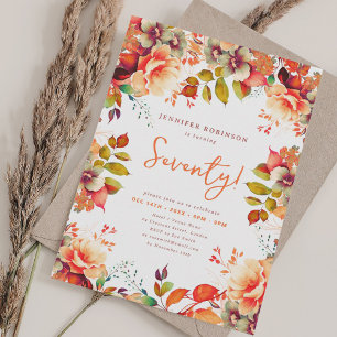 Eleganter Herbst Wasserfarben Flora 70 Geburtstag Einladung